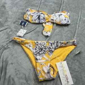 TiniBikini 2-Piece Swim Set Sz XS Flowers Yellow